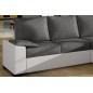 Canapé d'angle convertible en tissu gris et simili blanc, angle droit (vu de face), LUCAS, 4 places Canapé d'angle convertible en tissu gris et simili blanc, angle droit (vu de face), LUCAS, 4 places