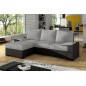 Canapé d'angle convertible - en tissu gris et simili noir, angle gauche (vu de face) - LUCAS, 4 places Canapé d'angle convertible - en tissu gris et simili noir, angle gauche (vu de face) - LUCAS, 4 places