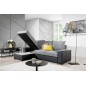 Canapé d'angle convertible - en tissu gris et simili noir, angle gauche (vu de face) - LUCAS, 4 places Canapé d'angle convertible - en tissu gris et simili noir, angle gauche (vu de face) - LUCAS, 4 places