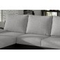 Canapé d'angle convertible - en tissu gris et simili noir, angle gauche (vu de face) - LUCAS, 4 places Canapé d'angle convertible - en tissu gris et simili noir, angle gauche (vu de face) - LUCAS, 4 places