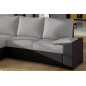 Canapé d'angle convertible - en tissu gris et simili noir, angle gauche (vu de face) - LUCAS, 4 places Canapé d'angle convertible - en tissu gris et simili noir, angle gauche (vu de face) - LUCAS, 4 places