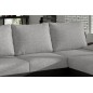 Canapé d'angle convertible - en tissu gris et simili noir, angle droit (vu de face) - LUCAS, 4 places Canapé d'angle convertible - en tissu gris et simili noir, angle droit (vu de face) - LUCAS, 4 places