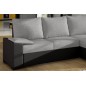 Canapé d'angle convertible - en tissu gris et simili noir, angle droit (vu de face) - LUCAS, 4 places Canapé d'angle convertible - en tissu gris et simili noir, angle droit (vu de face) - LUCAS, 4 places