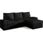 Canapé d'angle convertible - en tissu noir et simili noir, angle droit (vu de face) - LUCAS, 4 places Canapé d'angle convertible - en tissu noir et simili noir, angle droit (vu de face) - LUCAS, 4 places