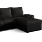 Canapé d'angle convertible - en tissu noir et simili noir, angle droit (vu de face) - LUCAS, 4 places Canapé d'angle convertible - en tissu noir et simili noir, angle droit (vu de face) - LUCAS, 4 places