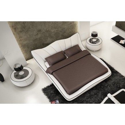 Lit en cuir italien de luxe LUXEN, blanc, 160x200