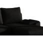 Canapé d'angle convertible - en tissu noir et simili noir, angle droit (vu de face) - LUCAS, 4 places Canapé d'angle convertible - en tissu noir et simili noir, angle droit (vu de face) - LUCAS, 4 places