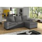 Canapé d'angle convertible - en tissu gris et simili gris, angle droit (vu de face) - LUCAS, 4 places Canapé d'angle convertible - en tissu gris et simili gris, angle droit (vu de face) - LUCAS, 4 places
