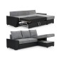 Canapé d'angle convertible - en tissu gris et simili gris, angle droit (vu de face) - LUCAS, 4 places Canapé d'angle convertible - en tissu gris et simili gris, angle droit (vu de face) - LUCAS, 4 places
