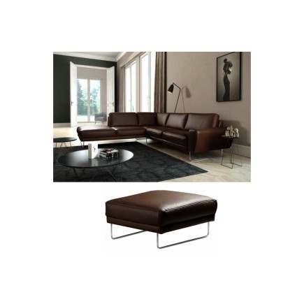 1er paiement de la commande: Canapé d'angle en 100% tout cuir italien de prestige 6/7 places spencer, chocolat, angle gauche, Po