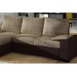 Canapé d'angle convertible - en tissu marron et simili chocolat, angle gauche (vu de face) - LUCAS, 4 places Canapé d'angle convertible - en tissu marron et simili chocolat, angle gauche (vu de face) - LUCAS, 4 places