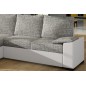 - Canapé d'angle convertible, en tissu gris et simili blanc, angle gauche (vu de face) - LUCAS, 4 places - Canapé d'angle convertible, en tissu gris et simili blanc, angle gauche (vu de face) - LUCAS, 4 places