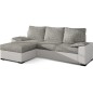 - Canapé d'angle convertible, en tissu gris et simili blanc, angle gauche (vu de face) - LUCAS, 4 places - Canapé d'angle convertible, en tissu gris et simili blanc, angle gauche (vu de face) - LUCAS, 4 places