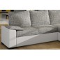 Canapé d'angle convertible - en tissu gris et simili blanc, angle droit (vu de face) - LUCAS, 4 places Canapé d'angle convertible - en tissu gris et simili blanc, angle droit (vu de face) - LUCAS, 4 places