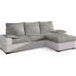 Canapé d'angle convertible - en tissu gris et simili blanc, angle droit (vu de face) - LUCAS, 4 places Canapé d'angle convertible - en tissu gris et simili blanc, angle droit (vu de face) - LUCAS, 4 places