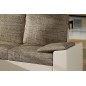 Canapé d'angle convertible - en tissu marron et simili beige, angle gauche (vu de face) - LUCAS, 4 places Canapé d'angle convertible - en tissu marron et simili beige, angle gauche (vu de face) - LUCAS, 4 places