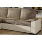 Canapé d'angle convertible - en tissu marron et simili beige, angle gauche (vu de face) - LUCAS, 4 places Canapé d'angle convertible - en tissu marron et simili beige, angle gauche (vu de face) - LUCAS, 4 places