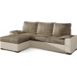 Canapé d'angle convertible - en tissu marron et simili beige, angle gauche (vu de face) - LUCAS, 4 places Canapé d'angle convertible - en tissu marron et simili beige, angle gauche (vu de face) - LUCAS, 4 places
