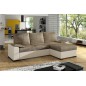 Canapé d'angle convertible - en tissu marron et simili beige, angle droit (vu de face) - LUCAS, 4 places Canapé d'angle convertible - en tissu marron et simili beige, angle droit (vu de face) - LUCAS, 4 places