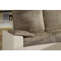 Canapé d'angle convertible - en tissu marron et simili beige, angle droit (vu de face) - LUCAS, 4 places Canapé d'angle convertible - en tissu marron et simili beige, angle droit (vu de face) - LUCAS, 4 places