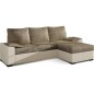 Canapé d'angle convertible - en tissu marron et simili beige, angle droit (vu de face) - LUCAS, 4 places Canapé d'angle convertible - en tissu marron et simili beige, angle droit (vu de face) - LUCAS, 4 places