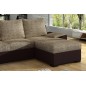 Canapé d'angle convertible - en tissu marron et simili chocolat, angle droit (vu de face) - LUCAS, 4 places Canapé d'angle convertible - en tissu marron et simili chocolat, angle droit (vu de face) - LUCAS, 4 places