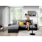 Canapé d'angle convertible, en tissu gris et simili noir - angle gauche (vu de face) - LUCAS, 4 places Canapé d'angle convertible, en tissu gris et simili noir - angle gauche (vu de face) - LUCAS, 4 places