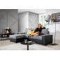 Canapé d'angle convertible, en tissu gris et simili noir - angle gauche (vu de face) - LUCAS, 4 places Canapé d'angle convertible, en tissu gris et simili noir - angle gauche (vu de face) - LUCAS, 4 places
