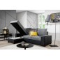 Canapé d'angle convertible, en tissu gris et simili noir - angle gauche (vu de face) - LUCAS, 4 places Canapé d'angle convertible, en tissu gris et simili noir - angle gauche (vu de face) - LUCAS, 4 places