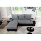 Canapé d'angle convertible, en tissu gris et simili noir - angle gauche (vu de face) - LUCAS, 4 places Canapé d'angle convertible, en tissu gris et simili noir - angle gauche (vu de face) - LUCAS, 4 places