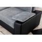 Canapé d'angle convertible, en tissu gris et simili noir - angle gauche (vu de face) - LUCAS, 4 places Canapé d'angle convertible, en tissu gris et simili noir - angle gauche (vu de face) - LUCAS, 4 places