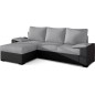 Canapé d'angle convertible, en tissu gris et simili noir - angle gauche (vu de face) - LUCAS, 4 places Canapé d'angle convertible, en tissu gris et simili noir - angle gauche (vu de face) - LUCAS, 4 places