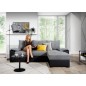 Canapé d'angle convertible, en tissu gris et simili noir, angle droit (vu de face) - LUCAS, 4 places Canapé d'angle convertible, en tissu gris et simili noir, angle droit (vu de face) - LUCAS, 4 places