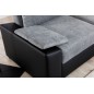 Canapé d'angle convertible, en tissu gris et simili noir, angle droit (vu de face) - LUCAS, 4 places Canapé d'angle convertible, en tissu gris et simili noir, angle droit (vu de face) - LUCAS, 4 places
