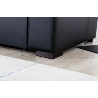 Canapé d'angle convertible, en tissu gris et simili noir, angle droit (vu de face) - LUCAS