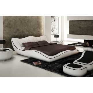 Lit en cuir italien de luxe LUXEN, blanc