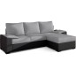 Canapé d'angle convertible, en tissu gris et simili noir, angle droit (vu de face) - LUCAS, 4 places Canapé d'angle convertible, en tissu gris et simili noir, angle droit (vu de face) - LUCAS, 4 places