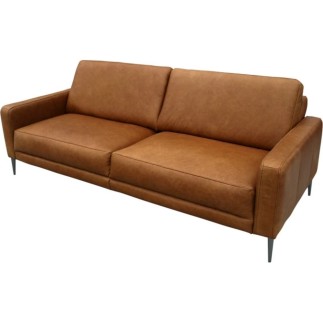 Canapé 3 places en 100% TOUT cuir italien de prestige, SPIRIT, marron cognac