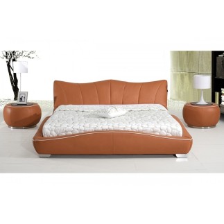 Lit en cuir italien de luxe LUXEN, marron