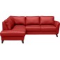 - Canapé d'angle convertible en cuir italien de luxe 5 places FIGARI avec coffre, rouge, angle gauche (vu de face) - Canapé d'angle convertible en cuir italien de luxe 5 places FIGARI avec coffre, rouge, angle gauche (vu de face)