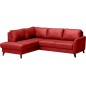 - Canapé d'angle convertible en cuir italien de luxe 5 places FIGARI avec coffre, rouge, angle gauche (vu de face) - Canapé d'angle convertible en cuir italien de luxe 5 places FIGARI avec coffre, rouge, angle gauche (vu de face)