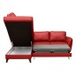 - Canapé d'angle convertible en cuir italien de luxe 5 places FIGARI avec coffre, rouge, angle gauche (vu de face) - Canapé d'angle convertible en cuir italien de luxe 5 places FIGARI avec coffre, rouge, angle gauche (vu de face)