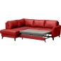 - Canapé d'angle convertible en cuir italien de luxe 5 places FIGARI avec coffre, rouge, angle gauche (vu de face) - Canapé d'angle convertible en cuir italien de luxe 5 places FIGARI avec coffre, rouge, angle gauche (vu de face)
