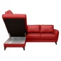 - Canapé d'angle convertible en cuir italien de luxe 5 places FIGARI avec coffre, rouge, angle gauche (vu de face) - Canapé d'angle convertible en cuir italien de luxe 5 places FIGARI avec coffre, rouge, angle gauche (vu de face)