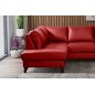 - Canapé d'angle convertible en cuir italien de luxe 5 places FIGARI avec coffre, rouge, angle gauche (vu de face) - Canapé d'angle convertible en cuir italien de luxe 5 places FIGARI avec coffre, rouge, angle gauche (vu de face)