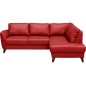 Canapé d'angle convertible en cuir italien de luxe 5 places - FIGARI- avec coffre, rouge, angle droit (vu de face)
