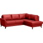 Canapé d'angle convertible en cuir italien de luxe 5 places - FIGARI- avec coffre, rouge, angle droit (vu de face)