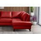 Canapé d'angle convertible en cuir italien de luxe 5 places - FIGARI- avec coffre, rouge, angle droit (vu de face)