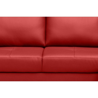Canapé d'angle convertible en cuir italien de luxe 5 places - FIGARI- avec coffre, rouge, angle droit (vu de face)