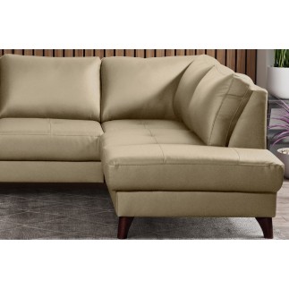 Canapé d'angle convertible en cuir italien de luxe 5 places FIGARI avec coffre, beige, angle droit (vu de face)
